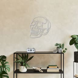 Quadro Escultura Caveira Perfil One Line 60x58 Cinza