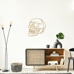 Quadro Escultura Caveira Perfil One Line 90x88 Areia