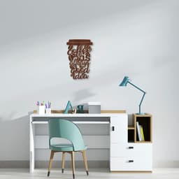 Quadro Escultura Copo de Café Frase 100x65 Marrom