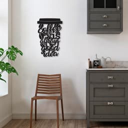 Quadro Escultura Copo de Café Frase 150x97 Preto