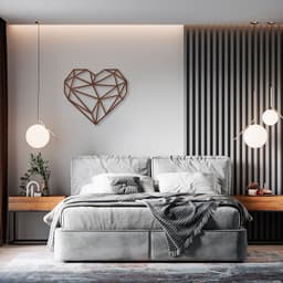 Quadro Escultura Coração Poligonal 80x68 Marrom