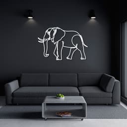 Quadro Escultura Corpo Elefante One Line 60x39 Branco