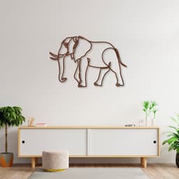 Quadro Escultura Corpo Elefante One Line 60x39 Marrom