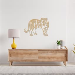 Quadro Escultura Corpo Tigre One Line 100x74 Areia