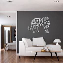 Quadro Escultura Corpo Tigre One Line 120x89 Cinza