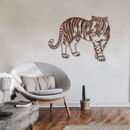 Quadro Escultura Corpo Tigre One Line 150x111 Marrom