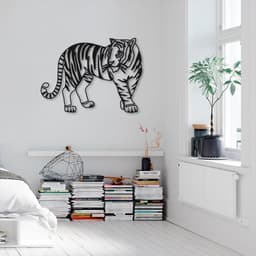 Quadro Escultura Corpo Tigre One Line 150x111 Preto