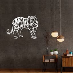 Quadro Escultura Corpo Tigre One Line 60x44 Branco