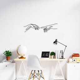 Quadro Escultura Criação de Adão Michelangelo 200x51 Preto