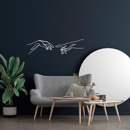 Quadro Escultura Criação de Adão Michelangelo 250x62 Branco