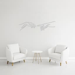 Quadro Escultura Criação de Adão Michelangelo 80x20 Cinza