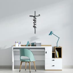 Quadro Escultura Cruz de Jesus Frase 60x27 Preto