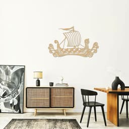 Quadro Escultura Drakkar Viking 150x93 Areia