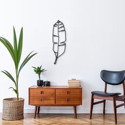 Quadro Escultura Folha de Bananeira 100x35 Preto