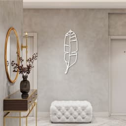 Quadro Escultura Folha de Bananeira 120x42 Branco