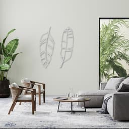 Quadro Escultura Folhas Tropicais 150x126 Cinza