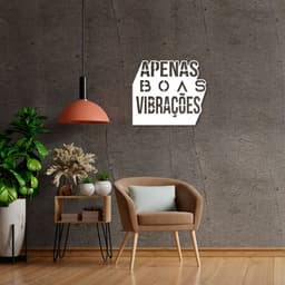 Quadro Escultura Frase Boas Vibrações 100x87 Branco