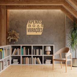 Quadro Escultura Frase Boas Vibrações 80x69 Areia