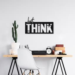 Quadro Escultura Frase Just Think 120x70 Preto