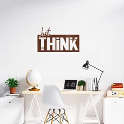 Quadro Escultura Frase Just Think 150x87 Marrom