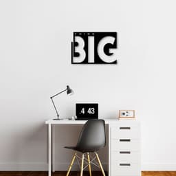 Quadro Escultura Frase Think Big 120x84 Preto