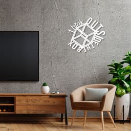 Quadro Escultura Frase Think Outside the Box 60x56 Branco