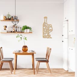 Quadro Escultura Garrafa e Taça de Vinho Frase 60x27 Areia