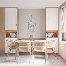 Quadro Escultura Garrafa e Taça de Vinho Frase 60x27 Cinza