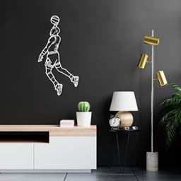 Quadro Escultura Jogador de Basquete M 150x76 Branco