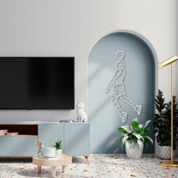 Quadro Escultura Jogador de Basquete M 60x30 Cinza