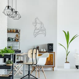 Quadro Escultura Lobo Uivando One Line 100x66 Cinza