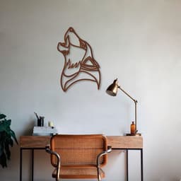 Quadro Escultura Lobo Uivando One Line 120x79 Marrom