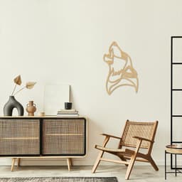 Quadro Escultura Lobo Uivando One Line 60x39 Areia