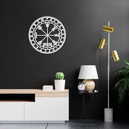 Quadro Escultura Mandala Nórdica Vegvisir 60x60 Branco