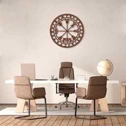 Quadro Escultura Mandala Nórdica Vegvisir 60x60 Marrom