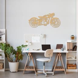 Quadro Escultura Motocicleta Vintage 150x70 Areia