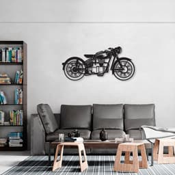 Quadro Escultura Motocicleta Vintage 200x93 Preto