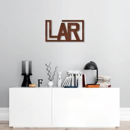 Quadro Escultura Palavra Lar 100x56 Marrom