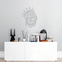 Quadro Escultura Rainha Caveira com Coroa 150x112 Cinza