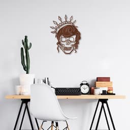 Quadro Escultura Rainha Caveira com Coroa 80x60 Marrom