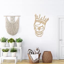 Quadro Escultura Rei Caveira com Coroa One Line 150x95 Areia