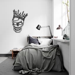 Quadro Escultura Rei Caveira com Coroa One Line 60x39 Preto