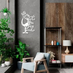 Quadro Escultura Taça de Vinho Frase 60x37 Branco