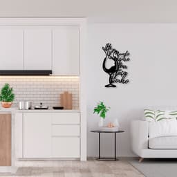 Quadro Escultura Taça de Vinho Frase 60x37 Preto