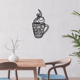 Quadro Escultura Xícara de Café Frase 100x56 Preto