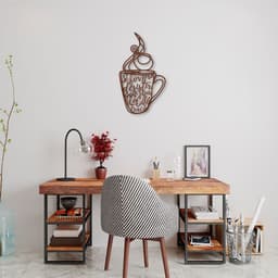 Quadro Escultura Xícara de Café Frase 60x34 Marrom