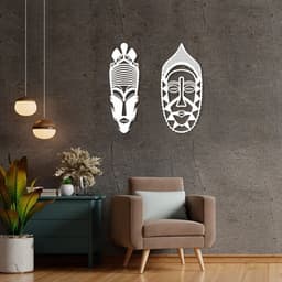 Quadro Escultura de 2 Carrancas 120x123 Branco