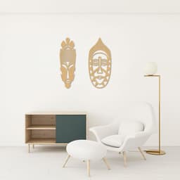 Quadro Escultura de 2 Carrancas 60x61 Areia