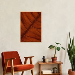 Quadro Folha Marrom Estrutura 60x43 Filete Marfim