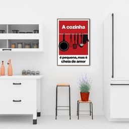 Quadro Frase A Cozinha é Pequena 100x70 Filete Marrom